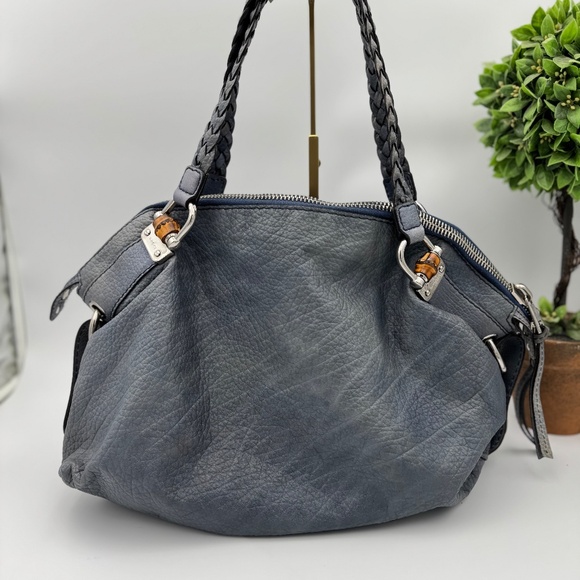 Gucci Pelham Large Grey Leather Hobo with Braided Handles with COA - Picture 2 of 15